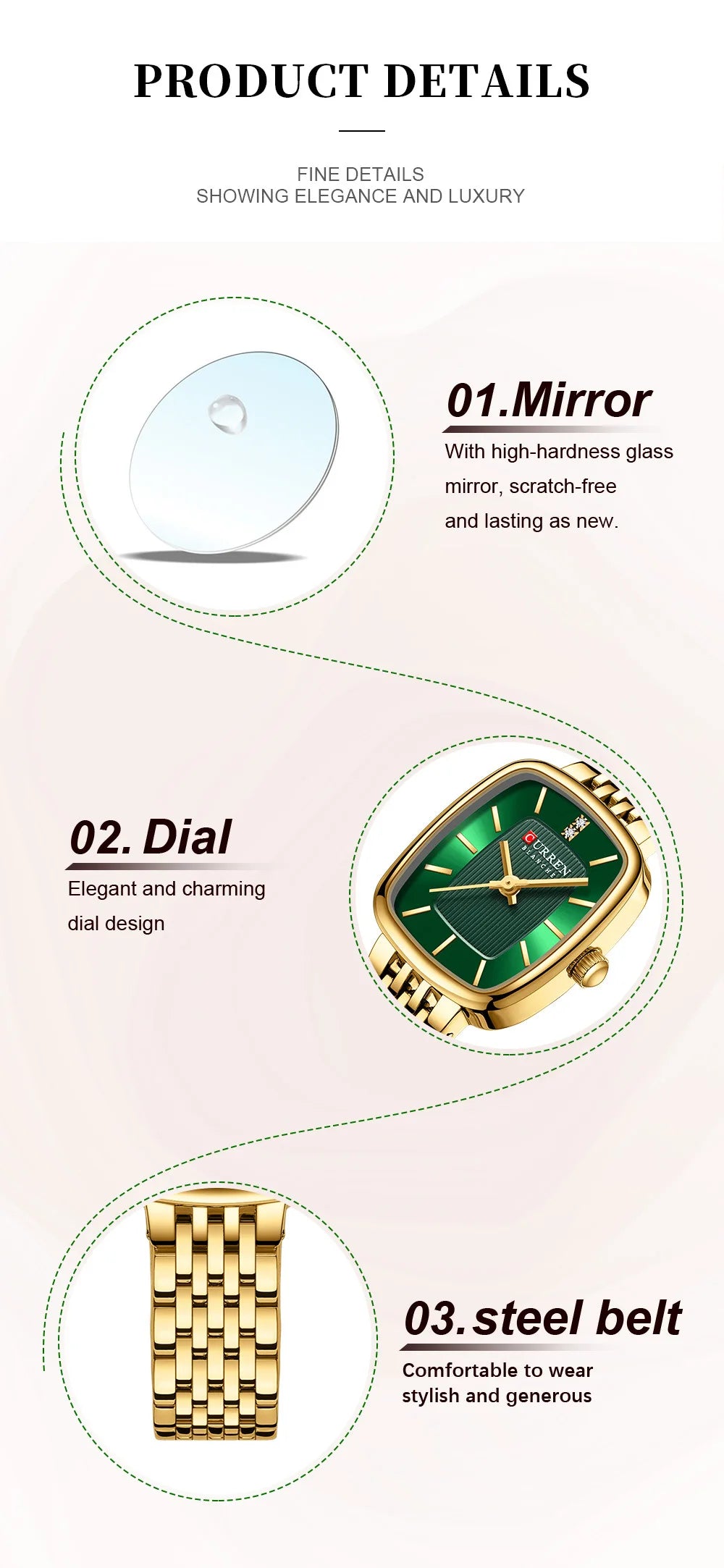 Stylish feminine wristwatch