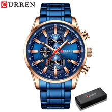 Load image into Gallery viewer, CURREN Man Watches Luxury Sporty Chronograph Wristwatches for Men Quartz Stainless Steel Band Clock Luminous Hands - Montres Curren Paris©