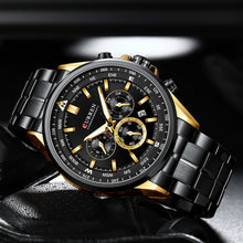 Load image into Gallery viewer, CURREN Men Quartz Wristwatches Luxury Brand Sporty Chronograph Watches with 316 Stainless Steel Luminous Hands Male Clock Black - Montres Curren Paris©