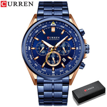Load image into Gallery viewer, CURREN Men Quartz Wristwatches Luxury Brand Sporty Chronograph Watches with 316 Stainless Steel Luminous Hands Male Clock Black - Montres Curren Paris©