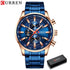 CURREN Man Watches Luxury Sporty Chronograph Wristwatches for Men Quartz Stainless Steel Band Clock Luminous Hands - Montres Curren Paris©