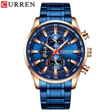 Load image into Gallery viewer, CURREN Man Watches Luxury Sporty Chronograph Wristwatches for Men Quartz Stainless Steel Band Clock Luminous Hands - Montres Curren Paris©
