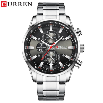 CURREN Man Watches Luxury Sporty Chronograph Wristwatches for Men Quartz Stainless Steel Band Clock Luminous Hands - Montres Curren Paris©